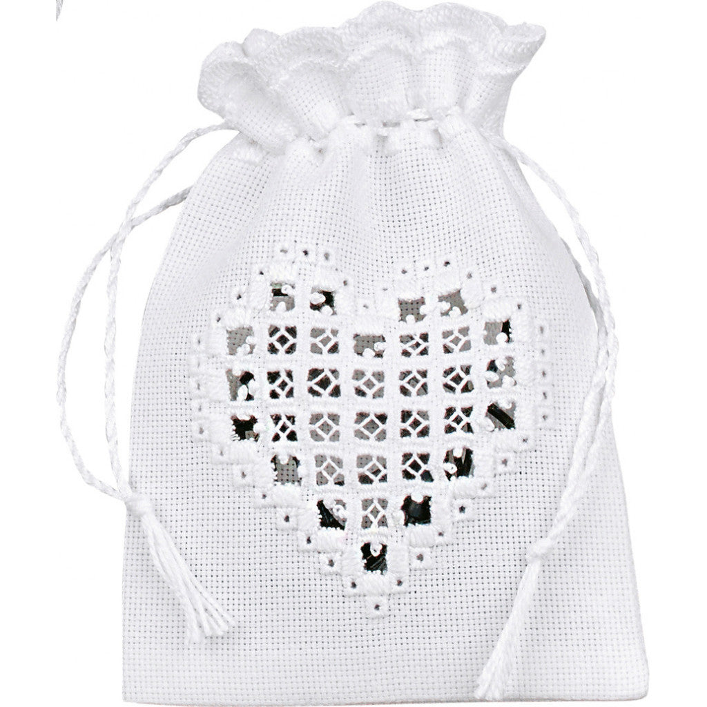 Permin Hardanger - Hjertepose 10x15 cm
