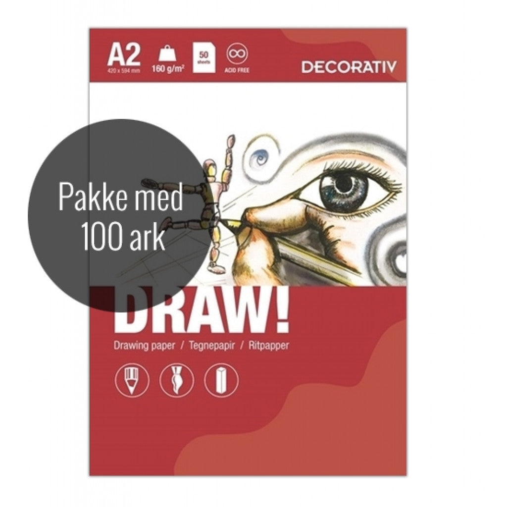 Figura DRAW Tegnepapir, 100 ark - A2