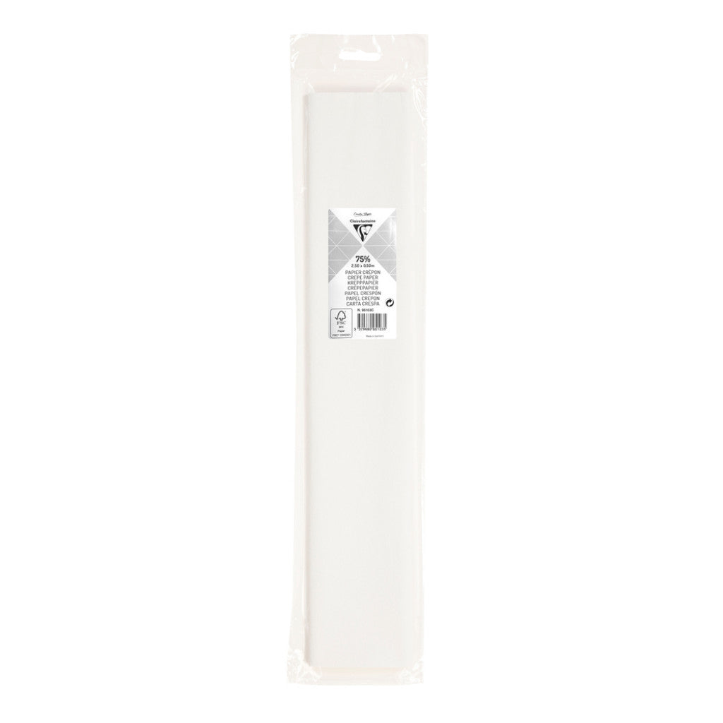 Clairefontaine Kreppapir 75%  50x250cm 75g - 01 White