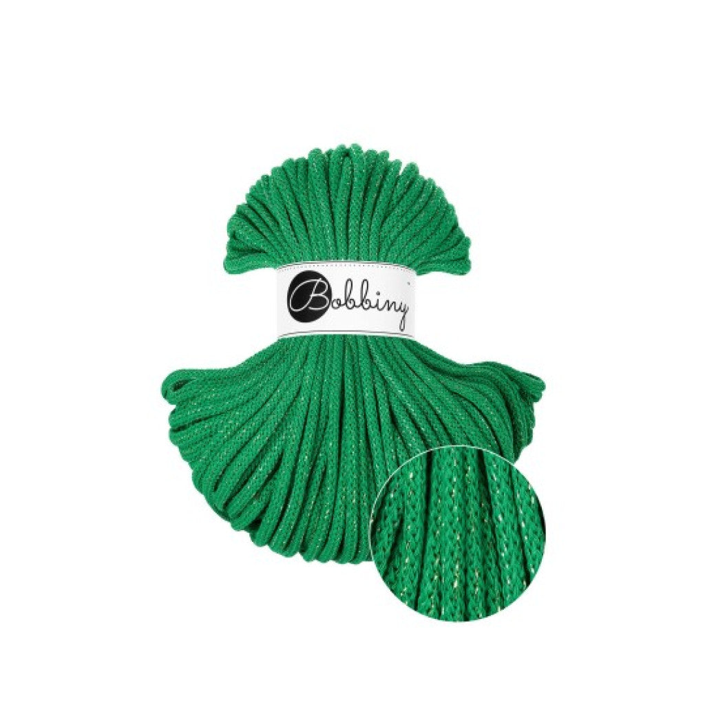 Bobbiny Braided Cord 5mm 50m - Shiny Jade Green