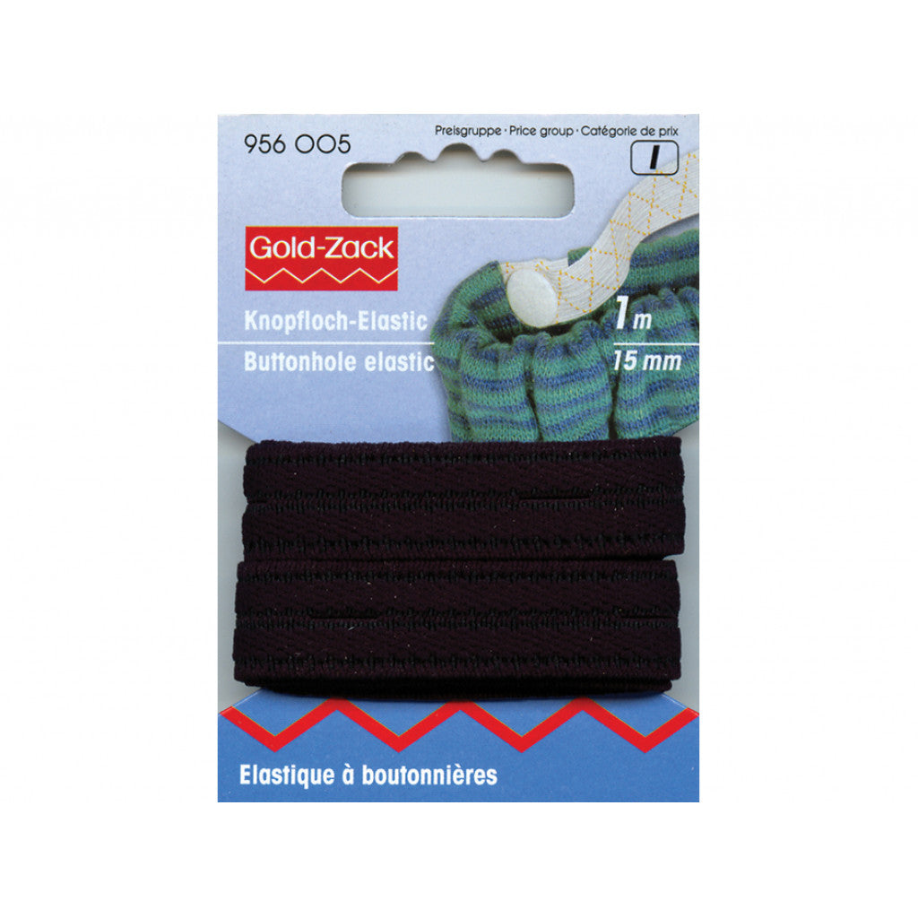 Prym Knappehullstrikk 15mm 1m - Sort