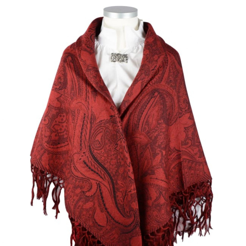 Wienersjal Frynset 140 x 140cm - Rød/Svart 045