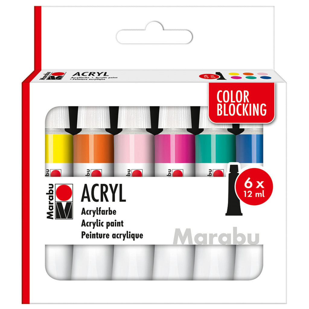 Marabu Acrylic Akrylmaling - Sett 6x12ml - Color Blocking
