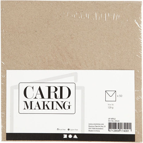 Konvolutt - Kvist/Natur, 16x16cm, 120g, 50stk.