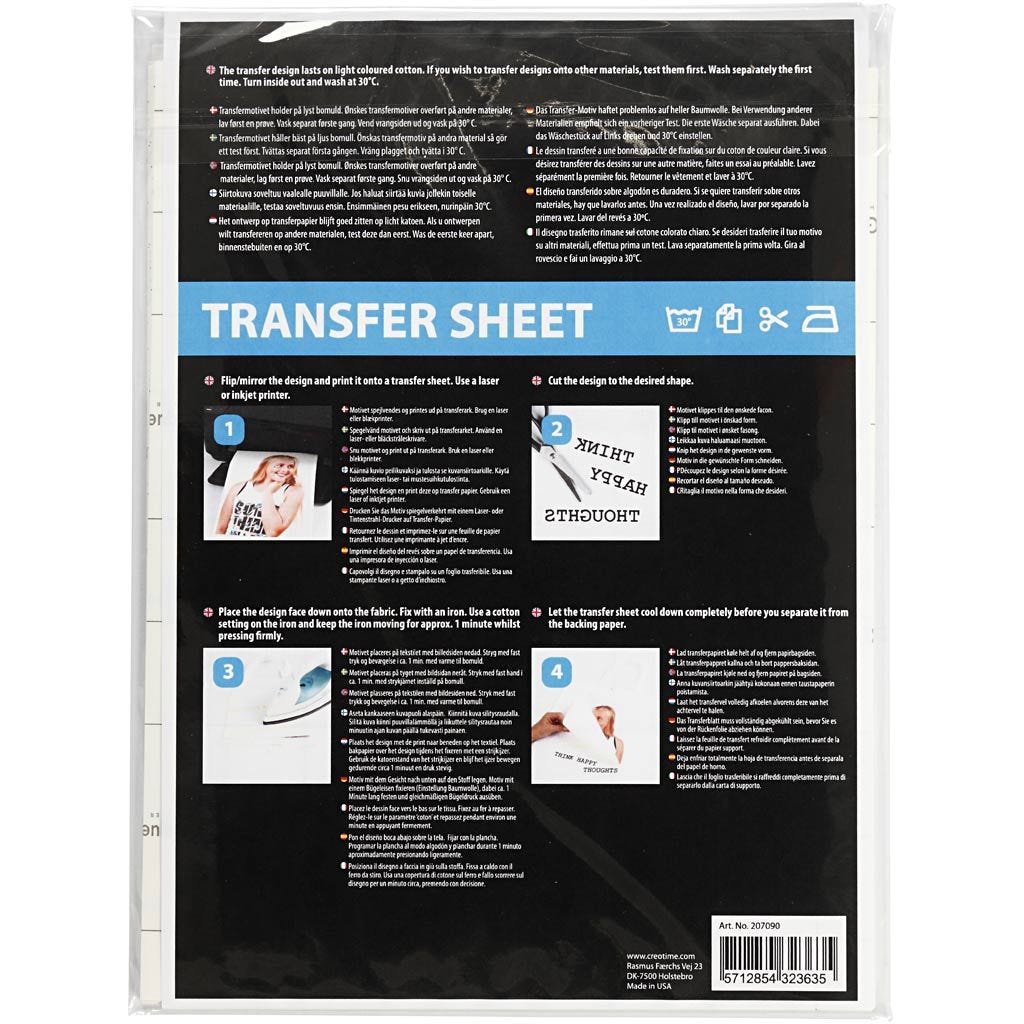Transferpapir - Til Lyst Stoff, Transparent, 5 ark