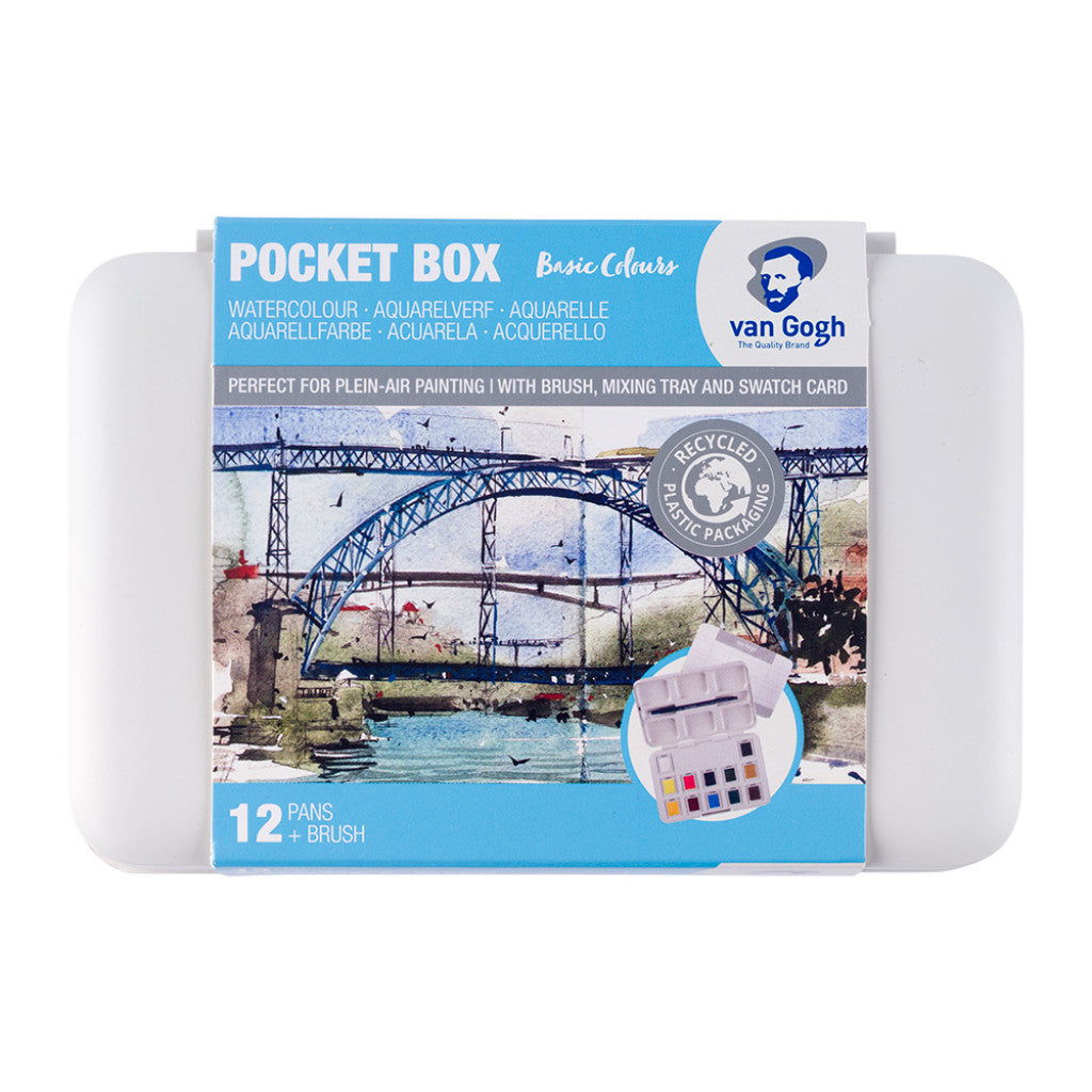Van Gogh Akvarell - Pocket Box - 12 half-pans og pensel