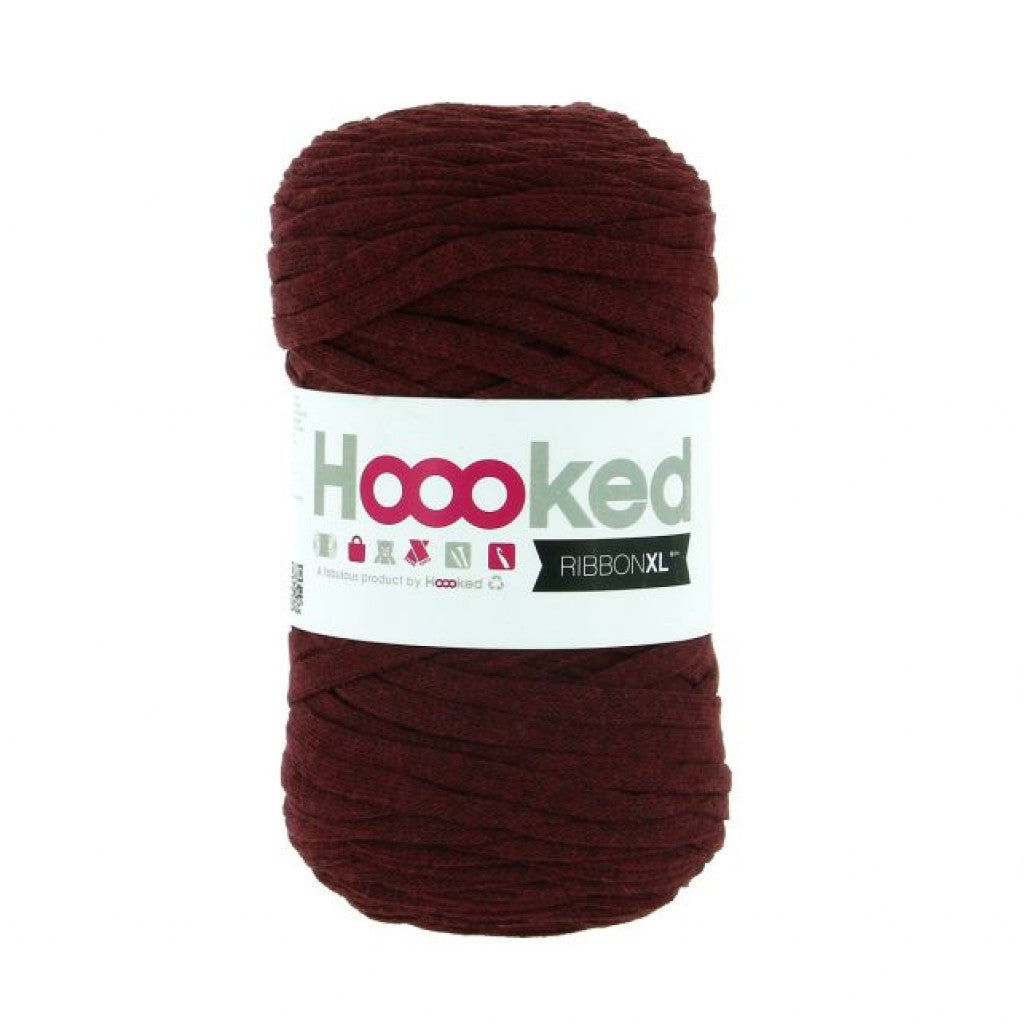 Hoooked Ribbon Xl Garn - Maroon Rust 250g