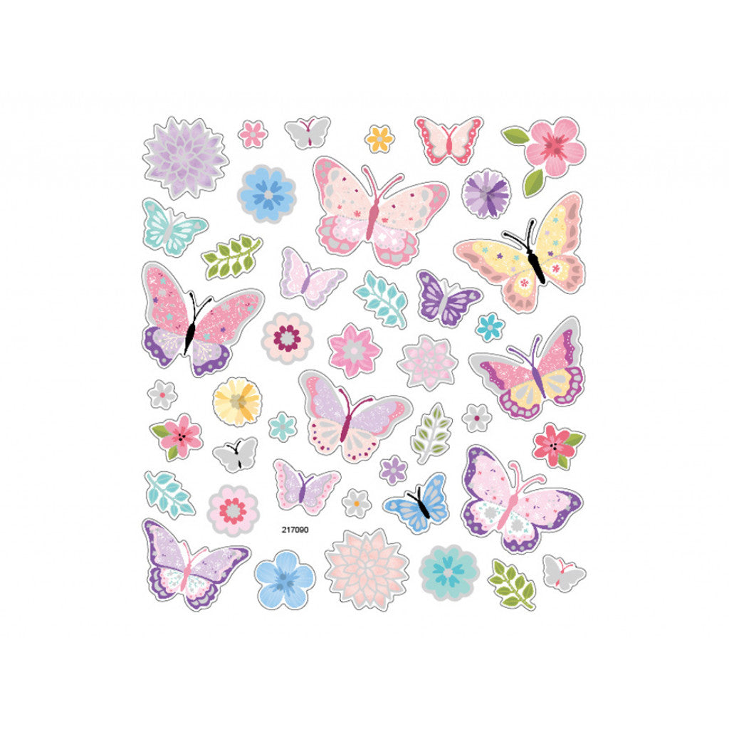 Klistremerker - Sommerfugler og blomster