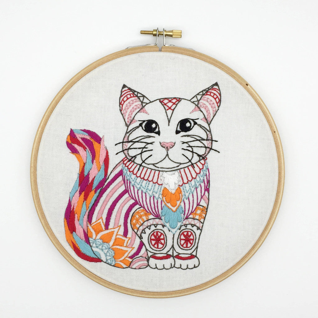 Broderipakke - Cat, fortrykt stoff