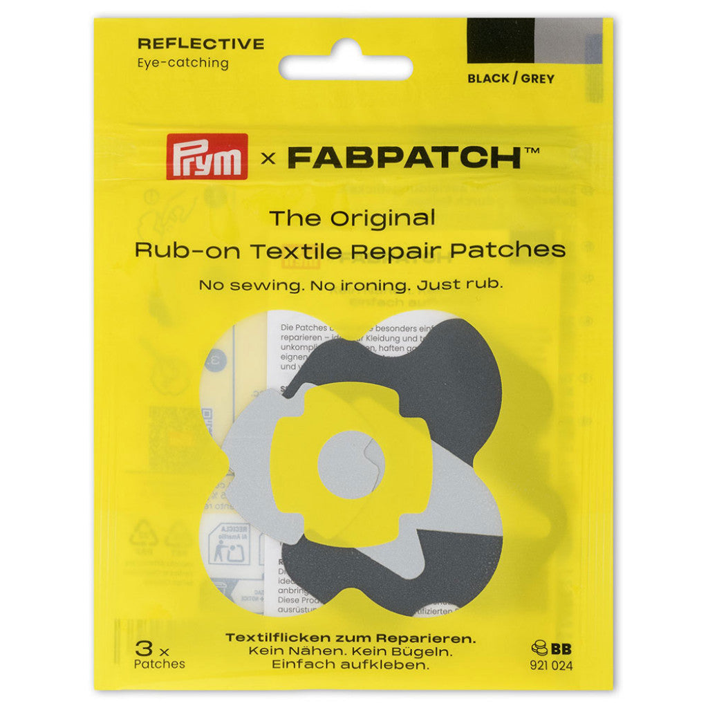 Prym x FabPatch Reparasjonslapp REFLECTIVE - Sort/grå - 3stk
