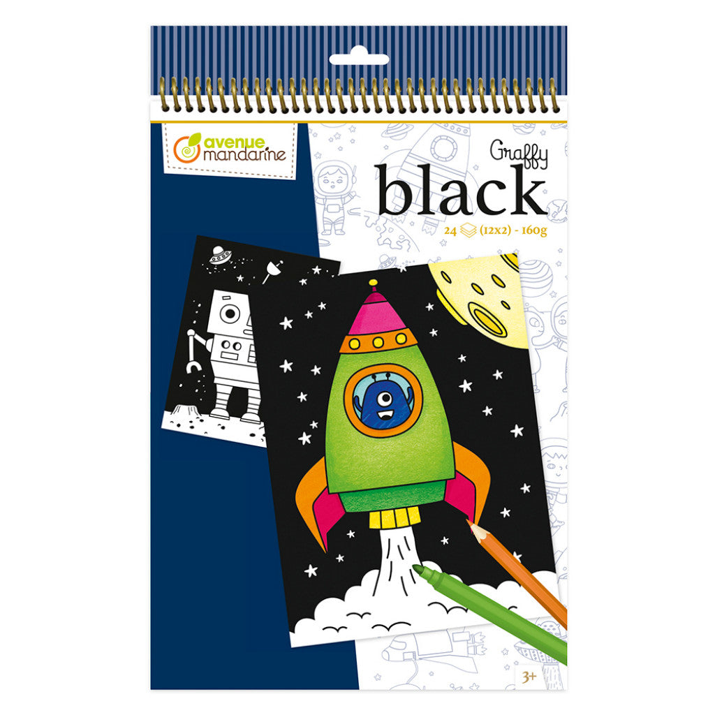 Graffy Black Fargeleggingsbok - 21x34,2cm - Space