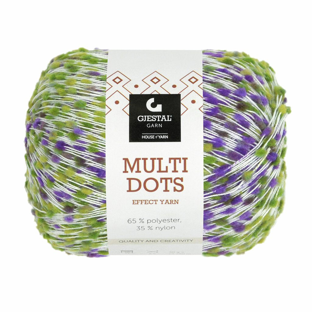 Multi dots - 905 Gul/Grønn/Lavendel Dots