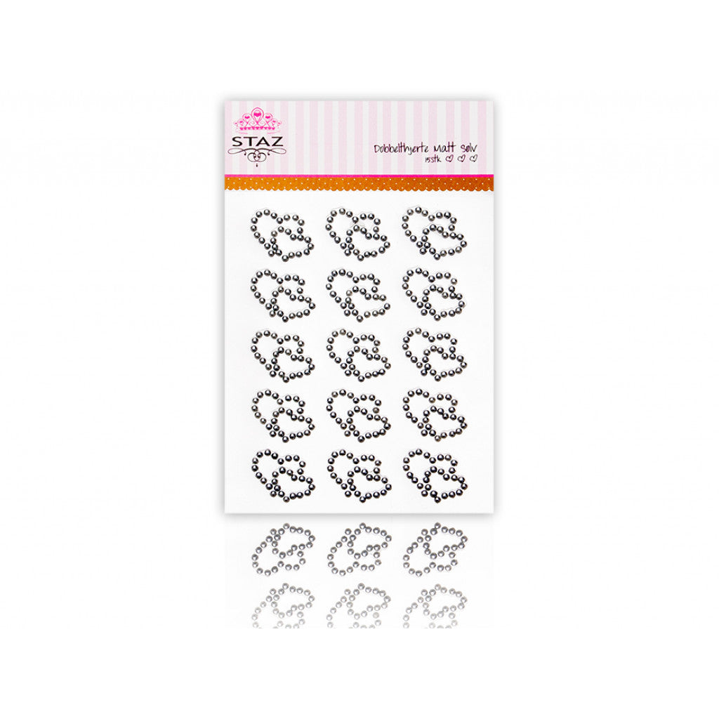 Staz Dobbelthjerte m/lim - Matt Sølv 15st