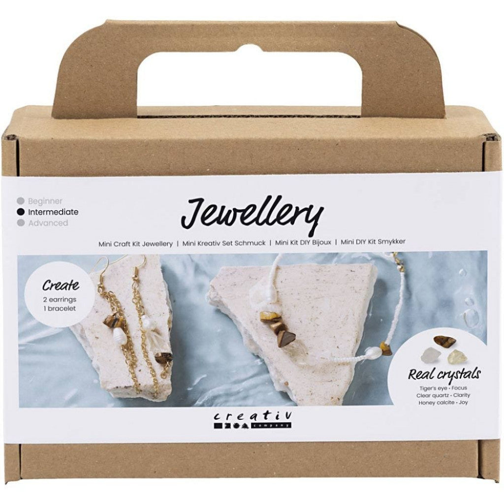 Mini DIY Kit Smykker - Krystallhalskjede og øreringer