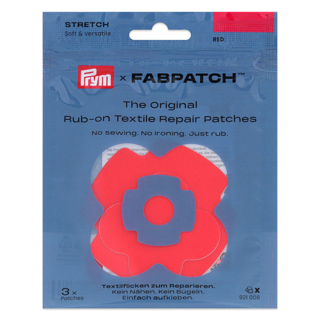 Prym x FabPatch Reparasjonslapp STRETCH - Rød - 3stk