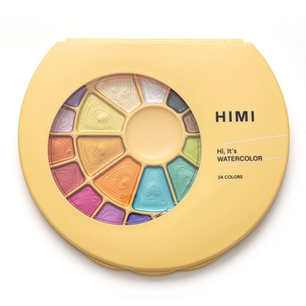 HIMI Semi-Moist Watercolour Akvarell Metallic Sett - 24stk + pensel