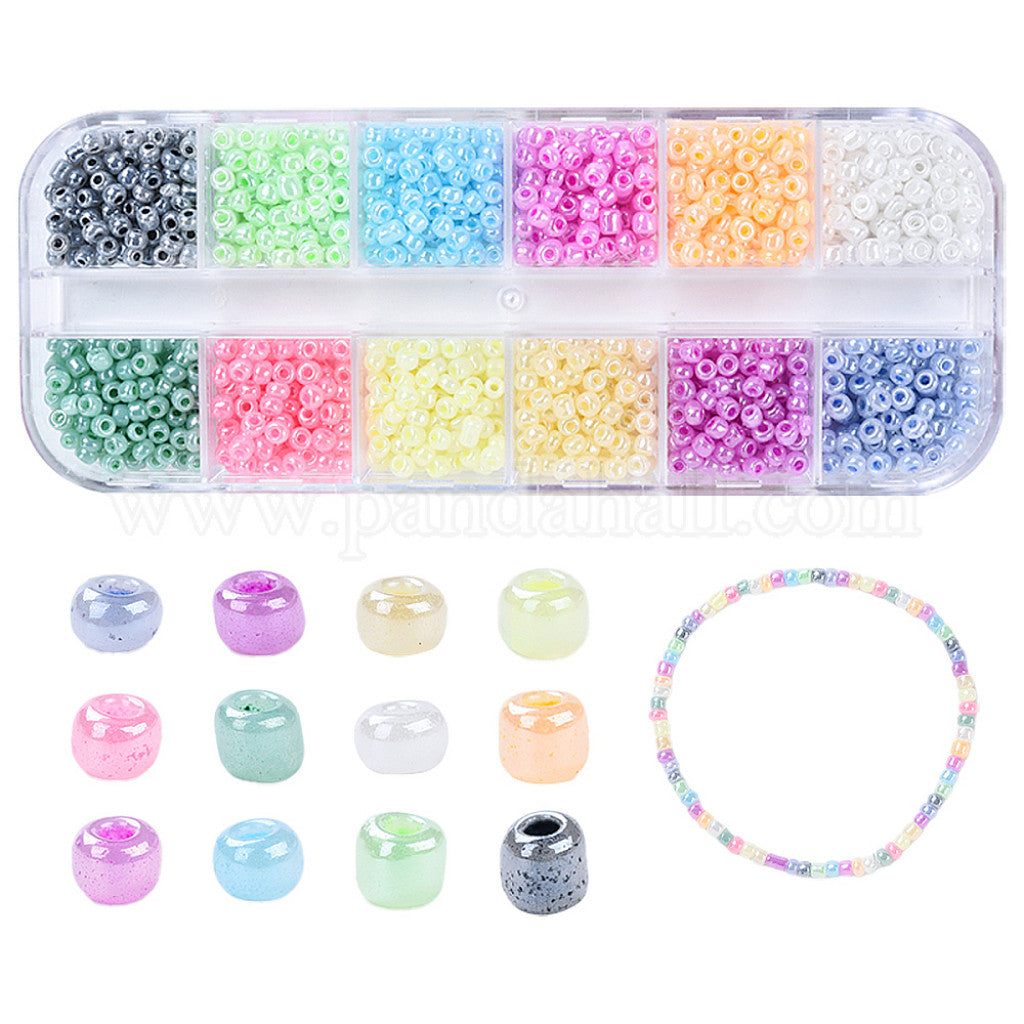 #1 Sett med Seed Beads i 6 Farger 8/0 (3mm) - Candy Mix, ca 800stk.