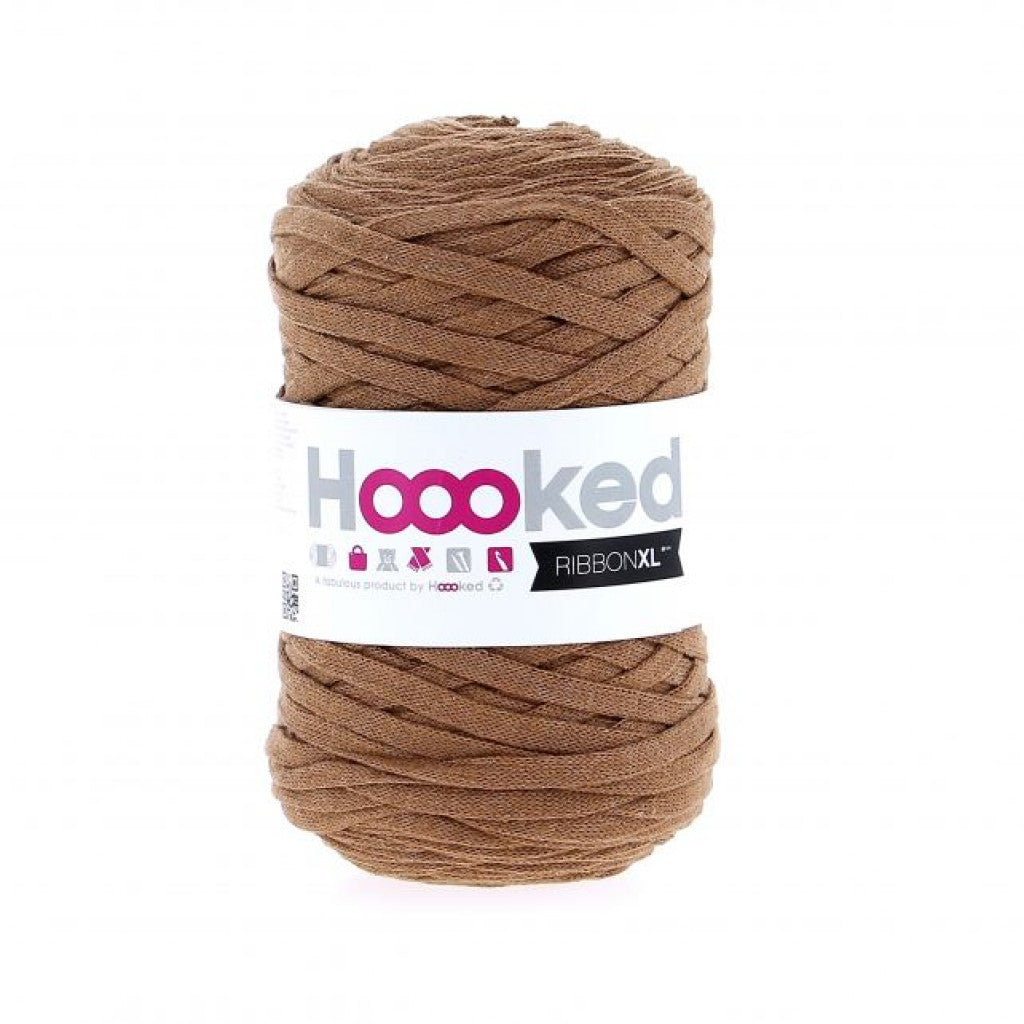 Hoooked Ribbon Xl Garn - Caramel Brown 250g