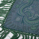 Wienersjal Frynset 140 x 140cm - Blå/Grønn 078