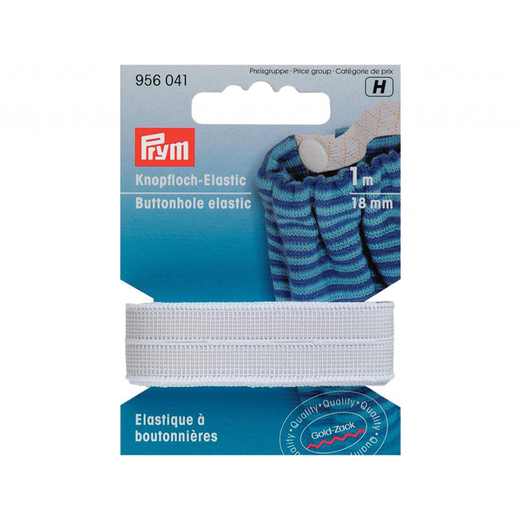 Prym Knappehullstrikk 18mm 1m - Hvit
