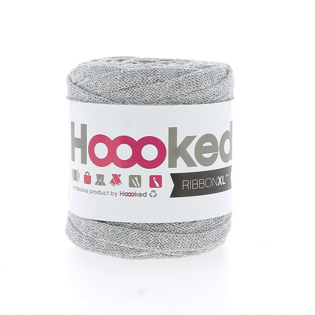 Hoooked Ribbon XL Lurex - Silver Glitter 80g