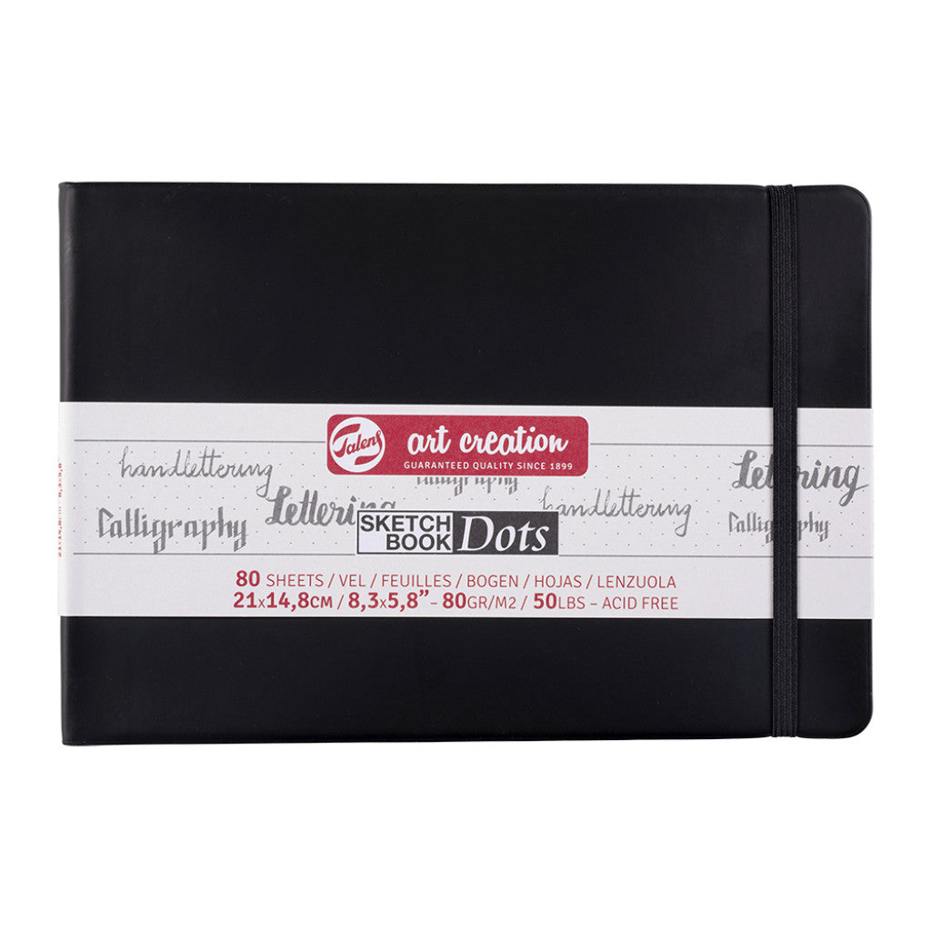 Art Creation Skissebok m/strikk 80g 21x14,8cm - Sort Prikker