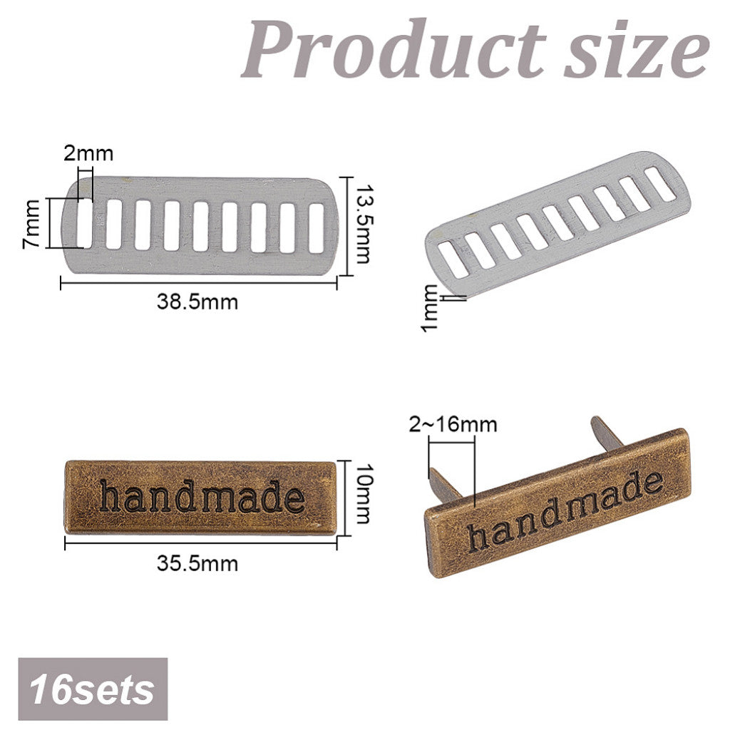 Accessories til Veske - Handmade Tag Bronse, 3,5cm
