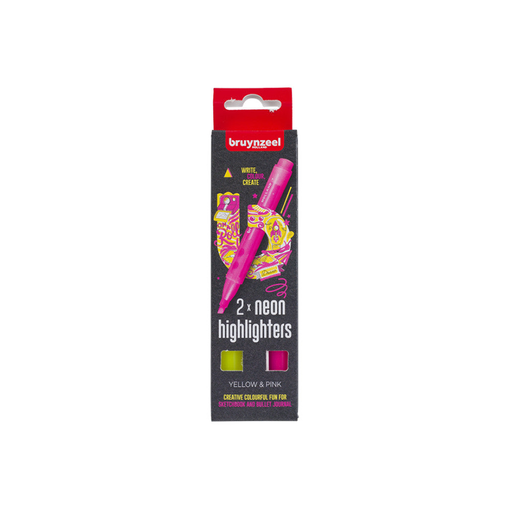 Bruynzeel Highlighter - 2 stk Neon (gul,rosa)