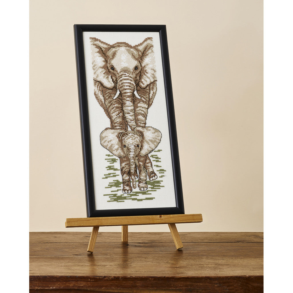 Permin Broderikit - Elefant med unge 15x35 cm