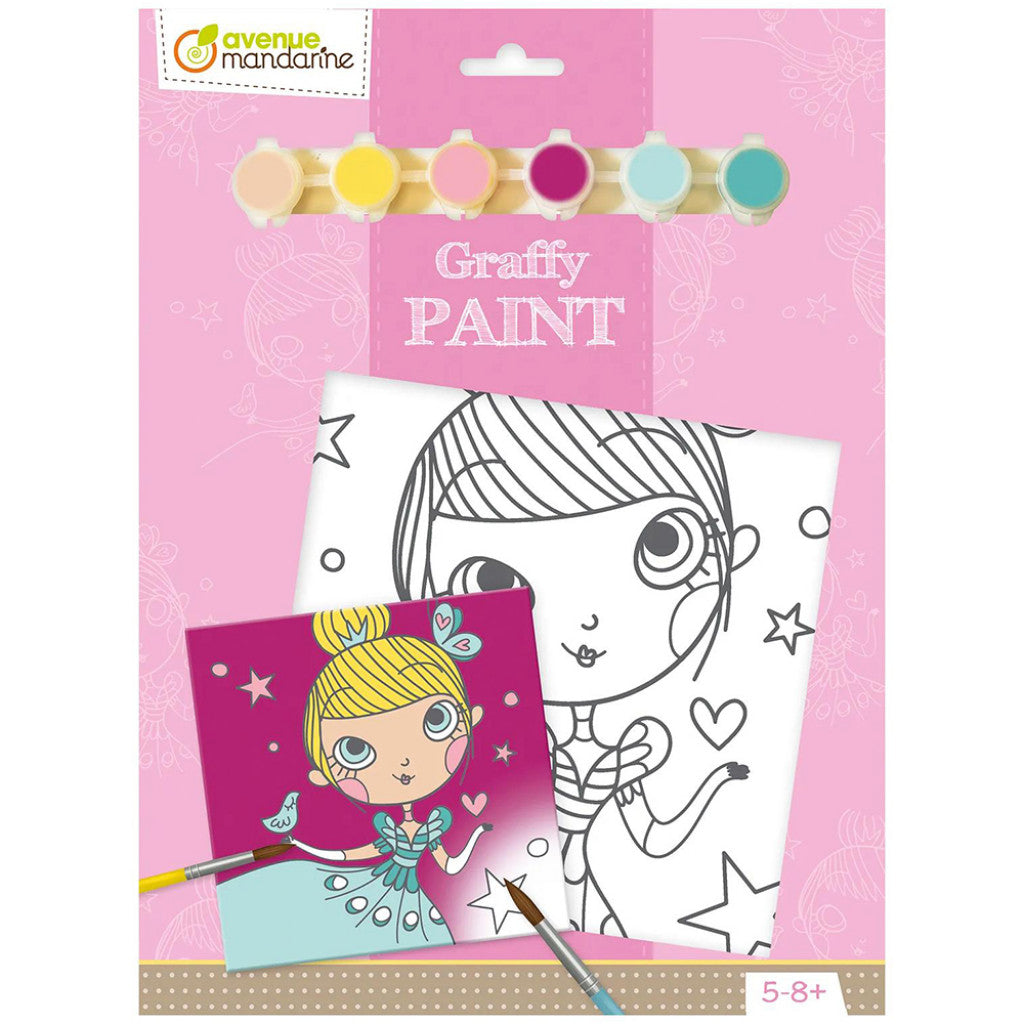 Graffy Paint maleplate m/trykk - 20x20cm - Prinsesse