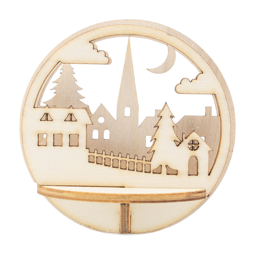 Figursett i tre - Julekule Ø: 78mm - Landsby