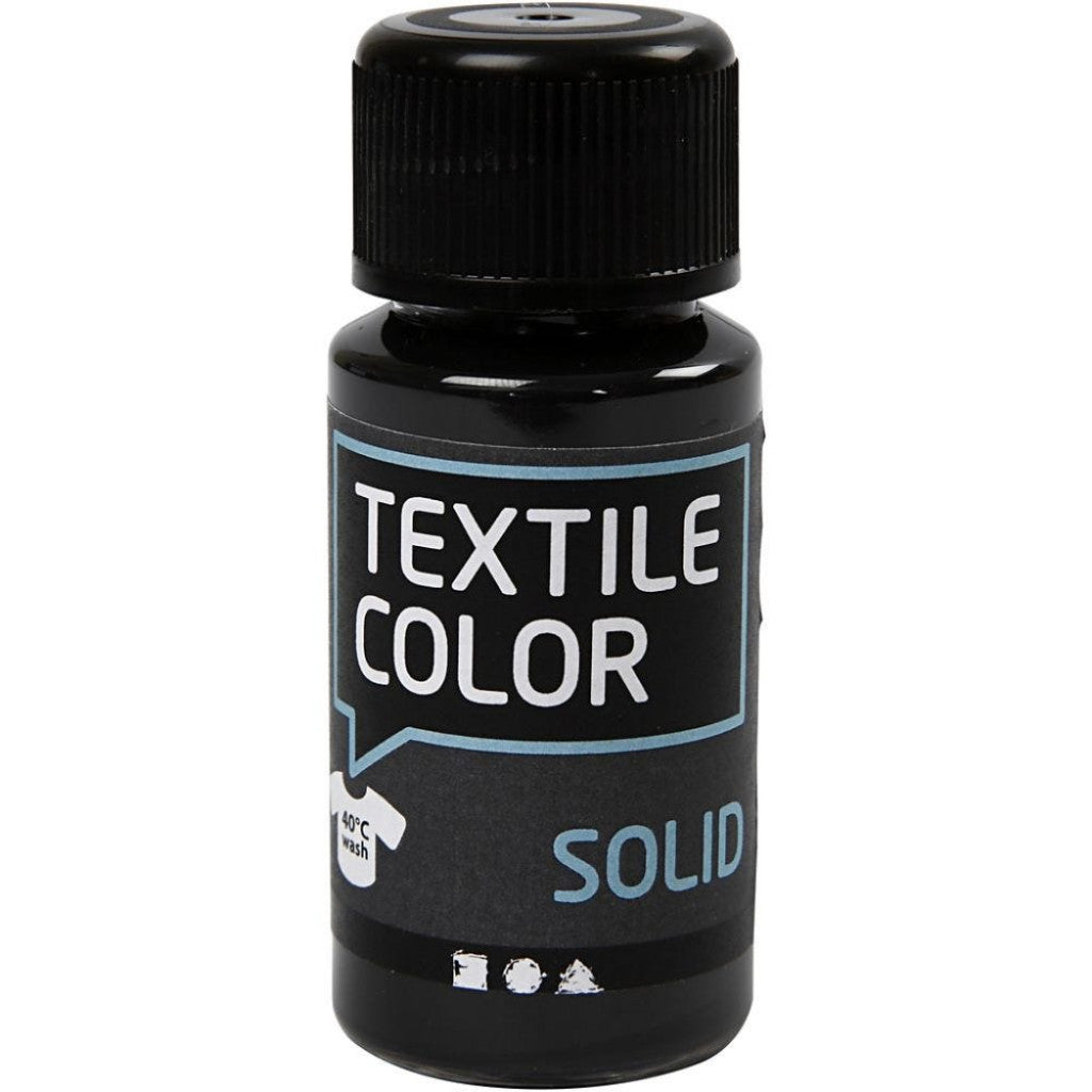 Textil Solid - Svart, Dekkende, 50ml