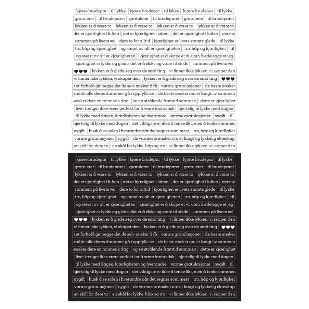 Stickers - Bryllup Svart/Hvit