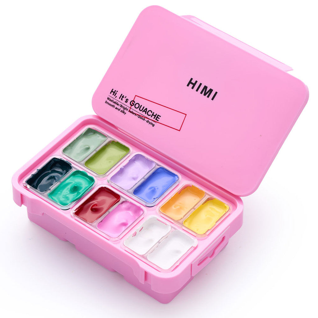 HIMI Twin Cup Gouache Sett Pink 12stk - Botanic