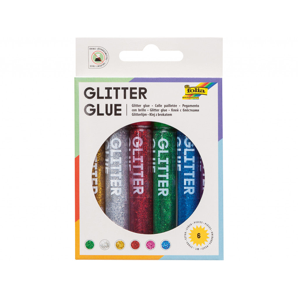 Folia Glitterlim - 6 x 9,5ml - Ass. farger