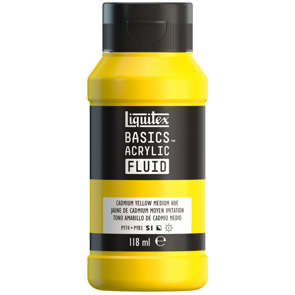Liquitex Basics Fluid Acrylic 118ml - 830 Cadmium Yellow Medium Hue  S1