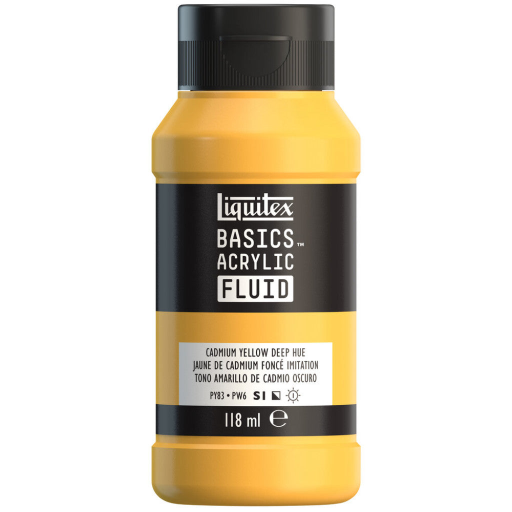 Liquitex Basics Fluid Acrylic 118ml - 163 Cadmium Yellow Deep Hue  S1