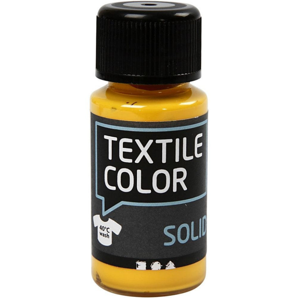 Textil Solid - Gul, Dekkende, 50ml