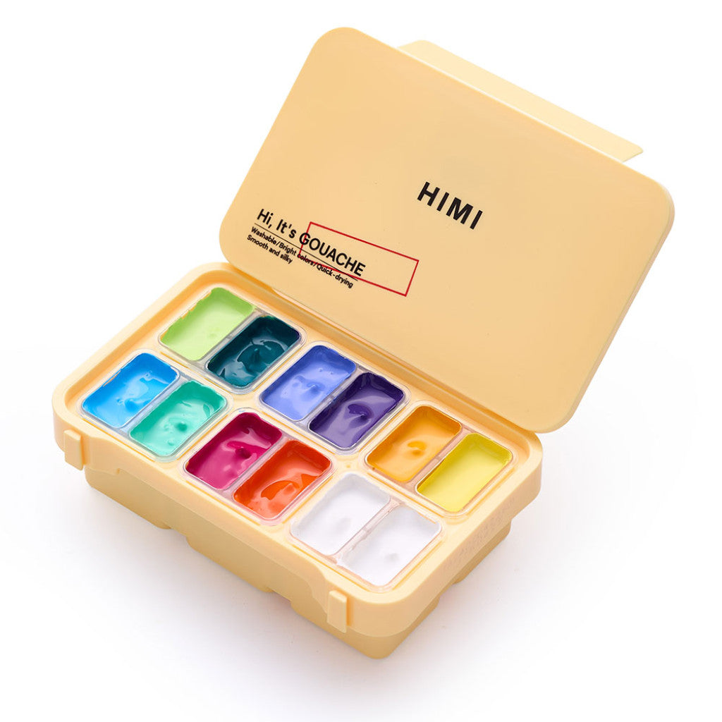 HIMI Twin Cup Gouache Sett Yellow 12stk - Vibrant