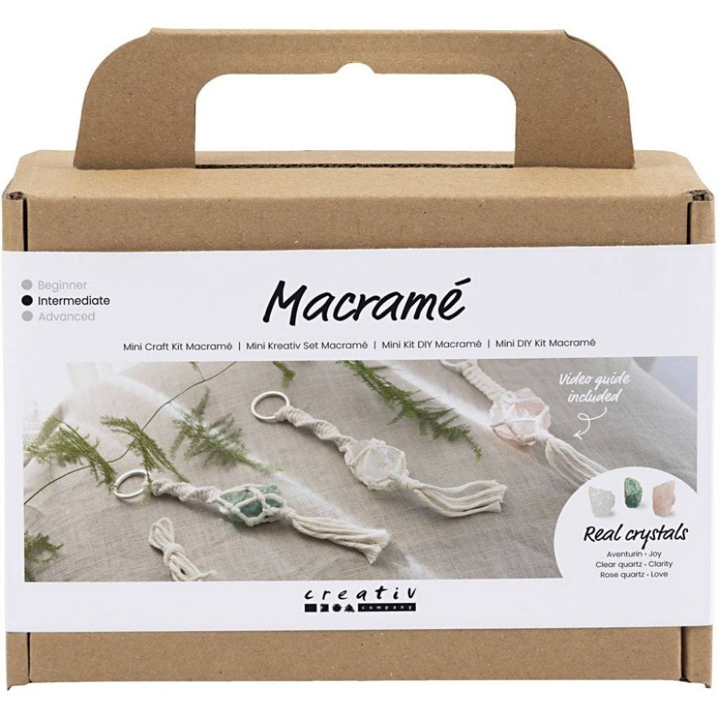 Mini DIY Kit Makramè - Nøkkelringer i støvete rosa