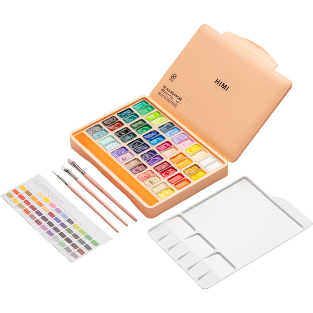 HIMI Twin Cup Gouache Sett Fersken - 48stk + 3 pensler