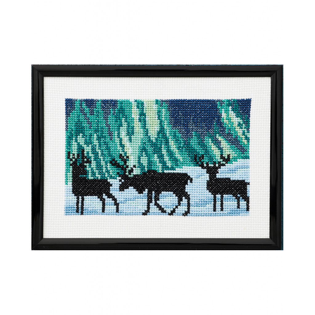 Permin Broderikit - Reinsdyr i nordlys 18x13 cm