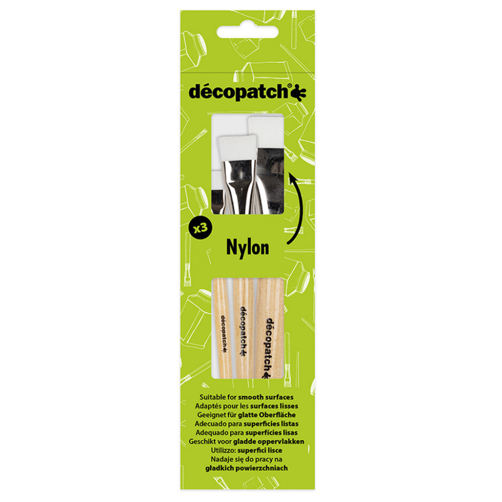 Decopatch Decoupagepensel Sett - Nylon flate - 3stk
