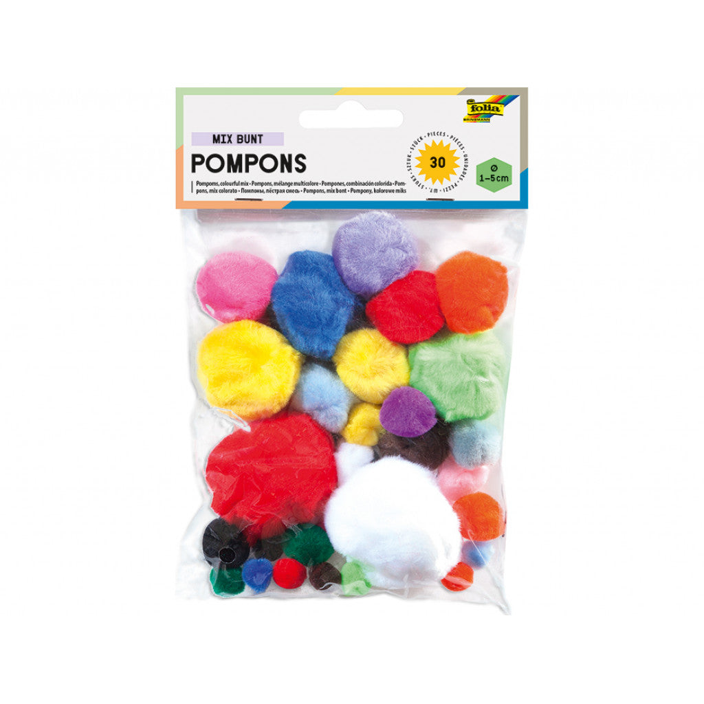 Folia Pomponger 30stk - Assorterte farger