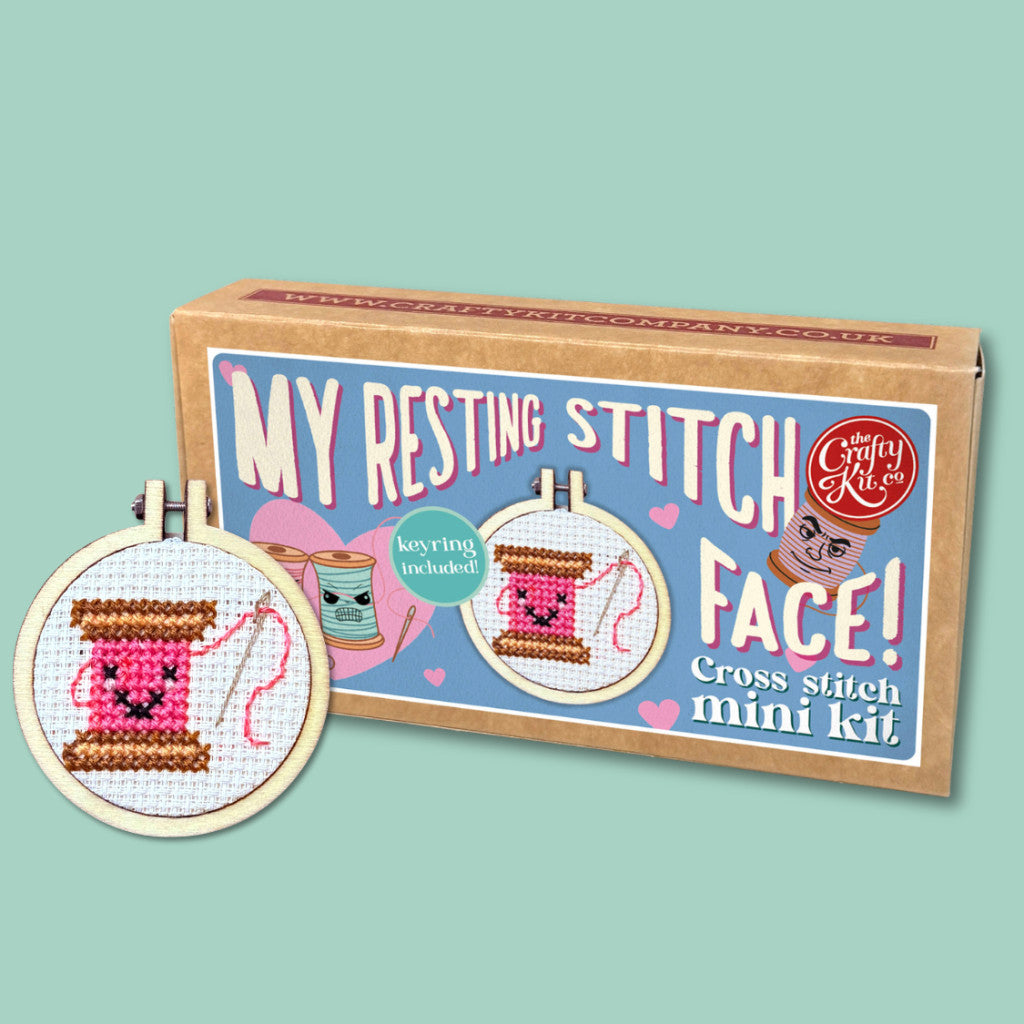 Mini korsstingsett i fyrstikkeske - My Resting Stitch Face!
