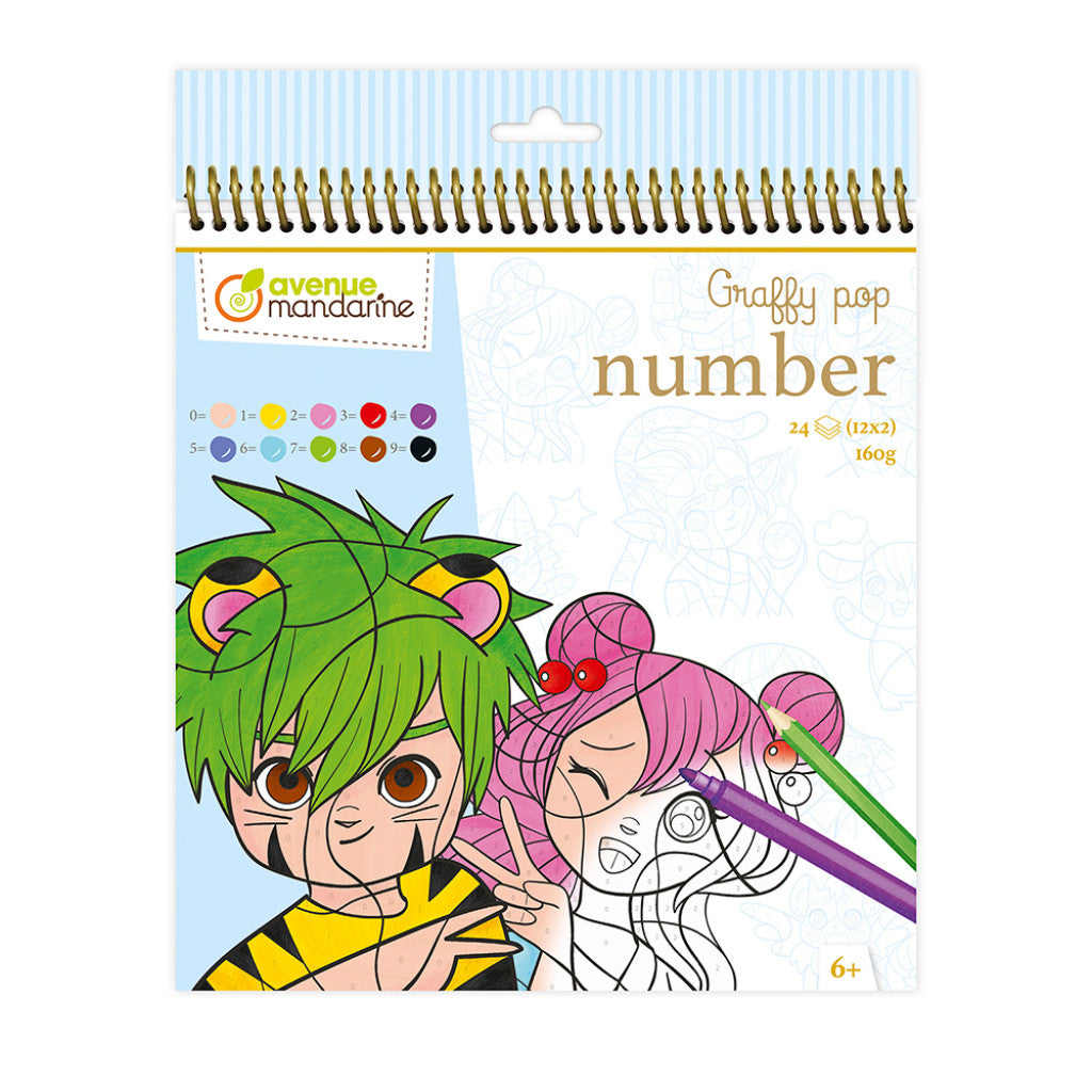 Graffy Pop Number Fargeleggingsbok - 20x25,5cm - Manga