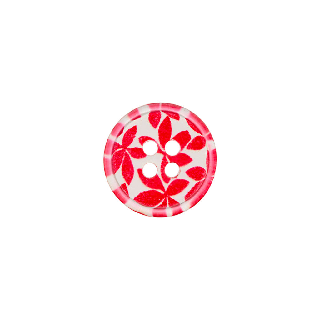 Knapp 454412 4-Hull Blomster 12mm - 48 Rød