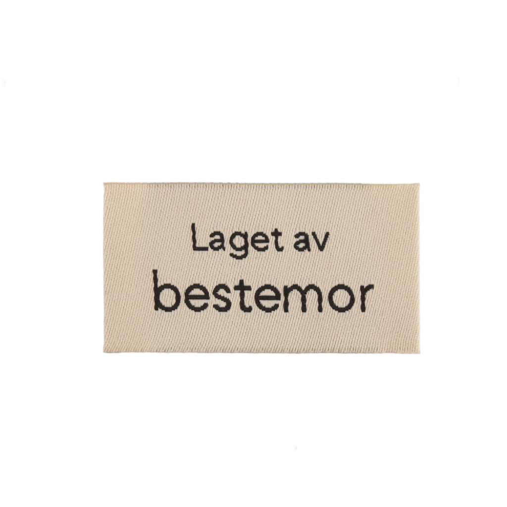 Merkelapp med tekst 25x45mm - Laget av bestemor