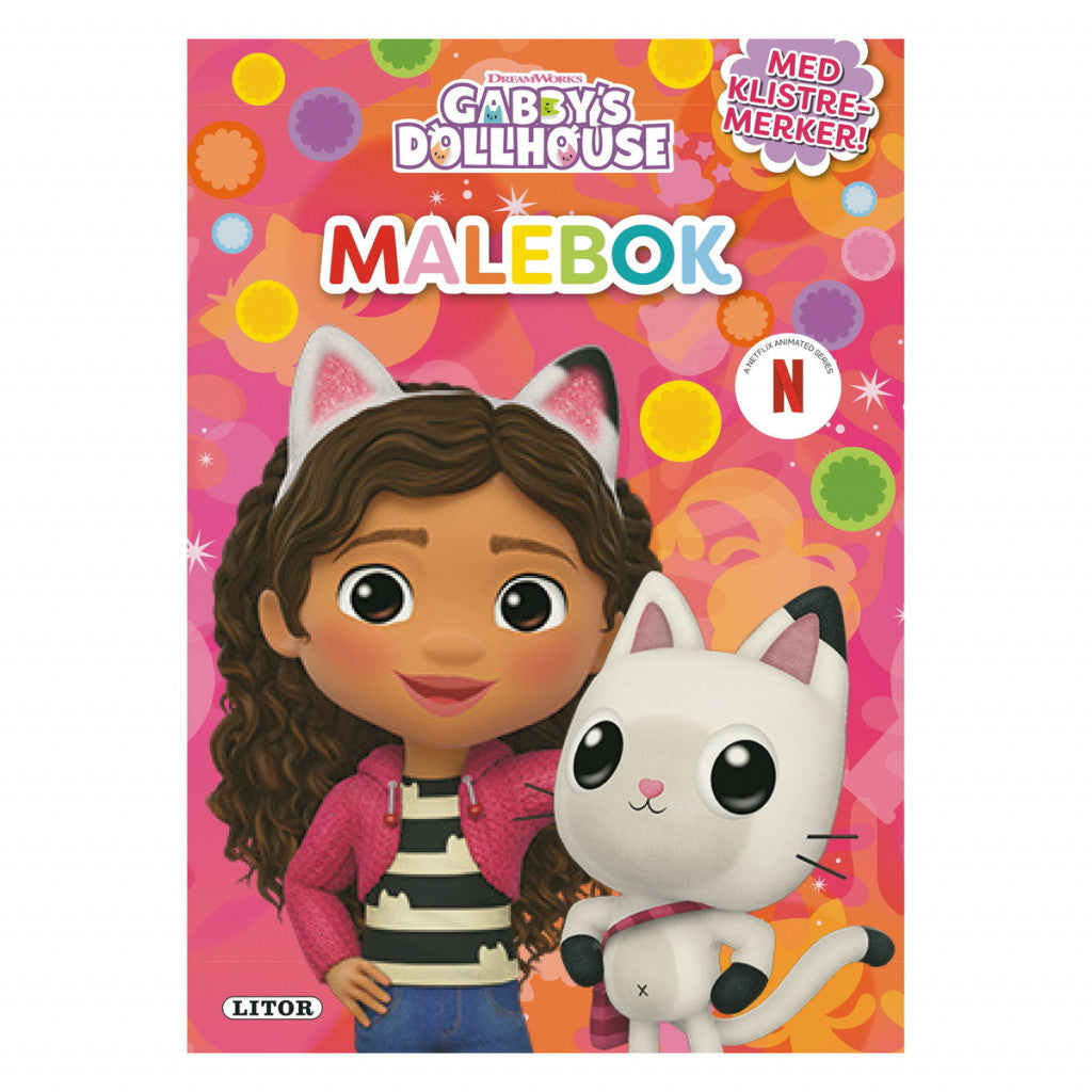 Malebok Gabby'S Dollhouse Med Klistremerker, 24 Sider, 21×29,7 Cm