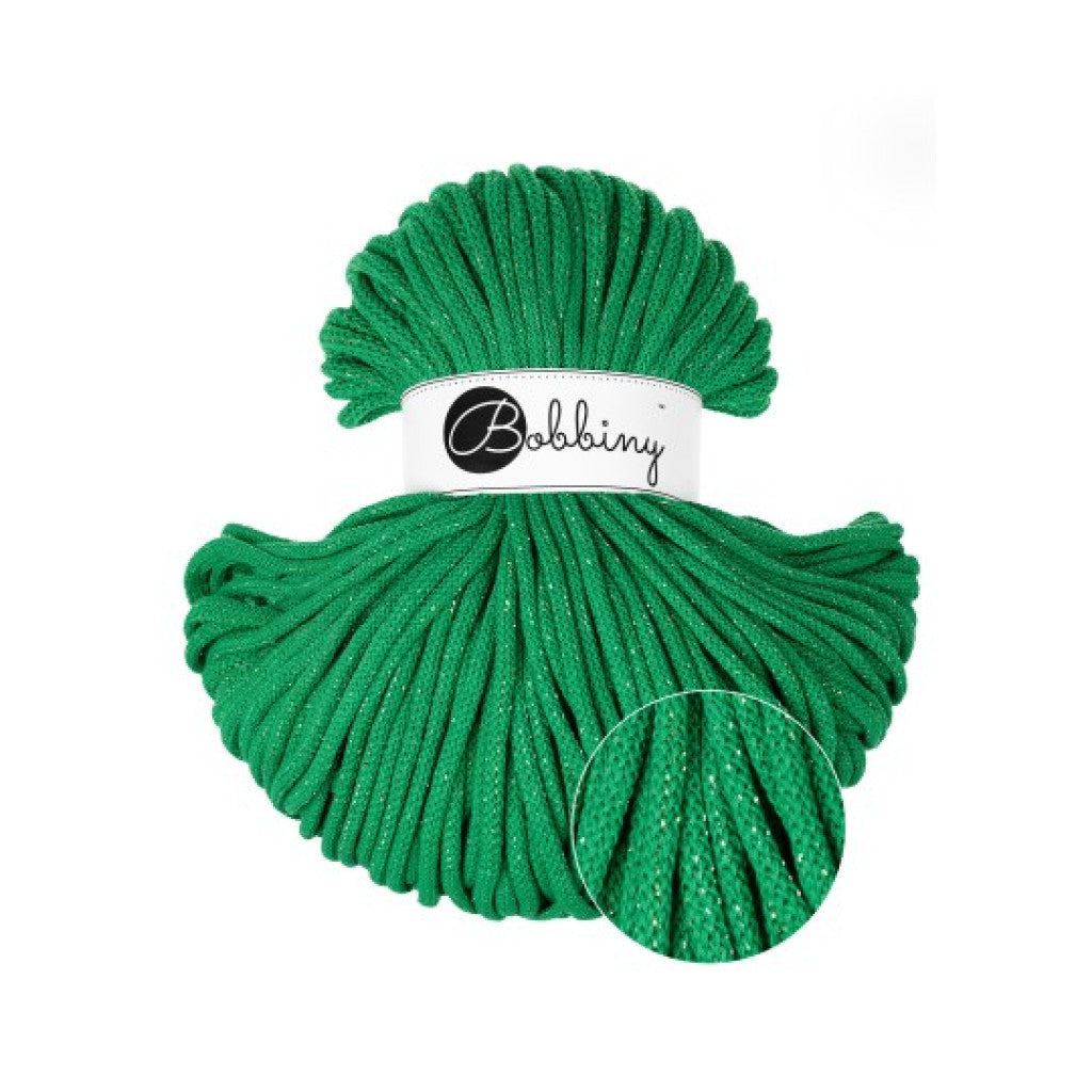Bobbiny Braided Cord 5mm 100m - Shiny Jade Green
